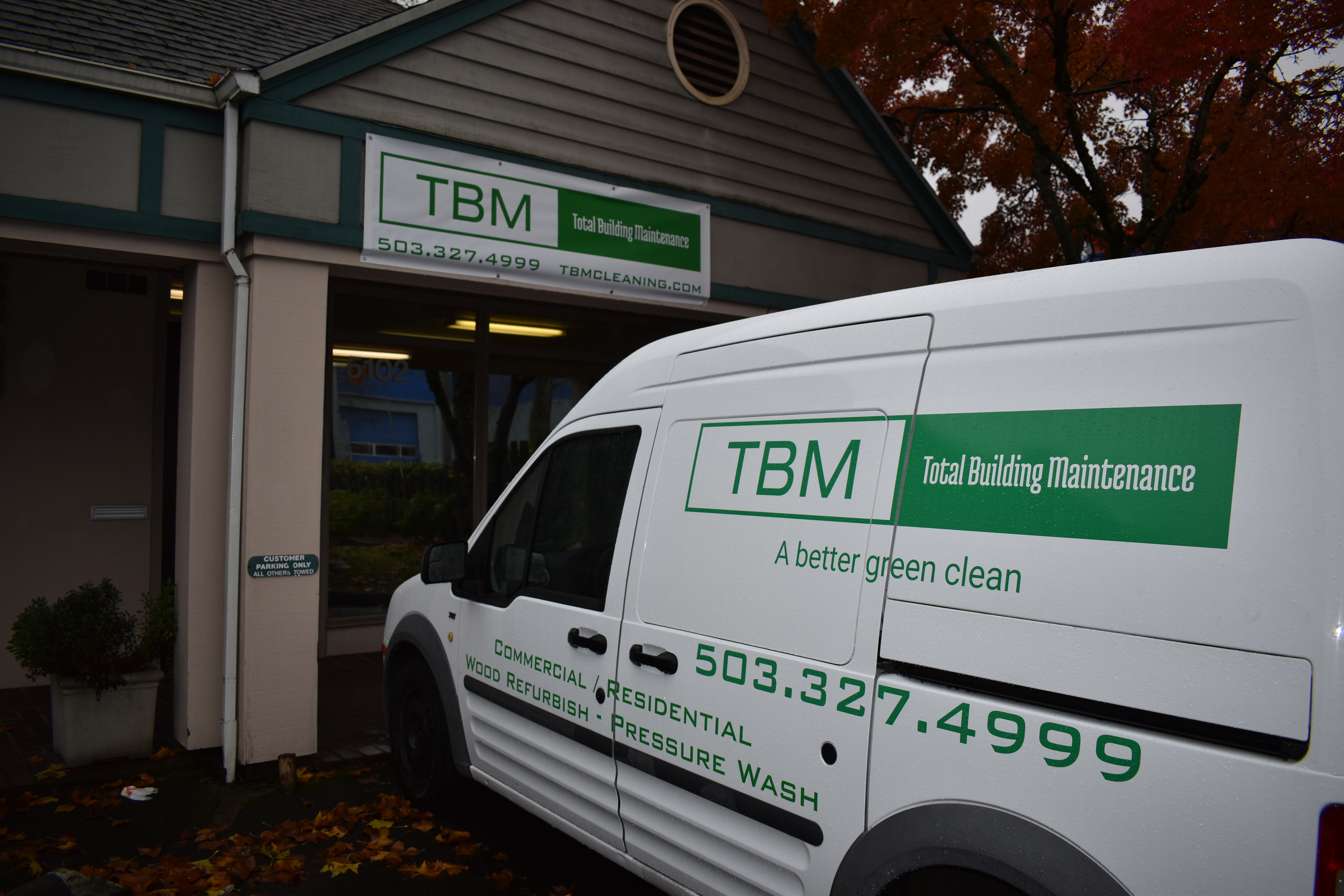 TBM Commercial Cleaning van and office in Portland Oregon
